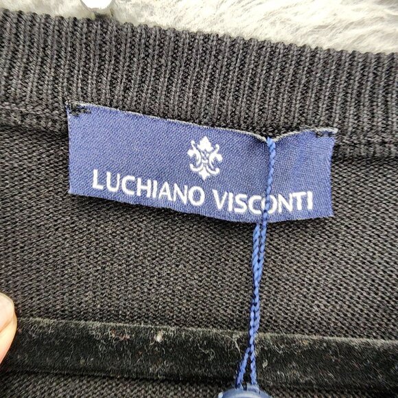 Luchiano Visconti Sweater Mens XL Black Long Sleeve V Neck Pullover *NWT* - Picture 3 of 10